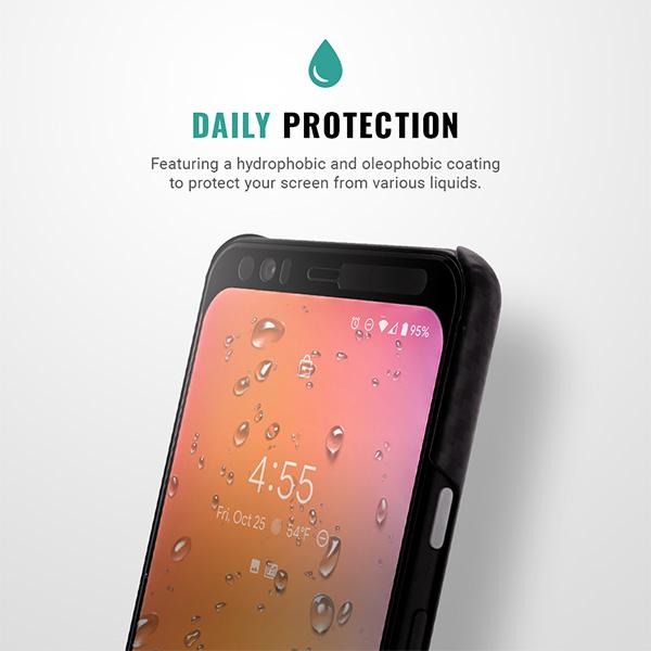 oleophobic Samsung Google Pixel 4 screen protector hydrophobic anti fingerprint Pur Carbon