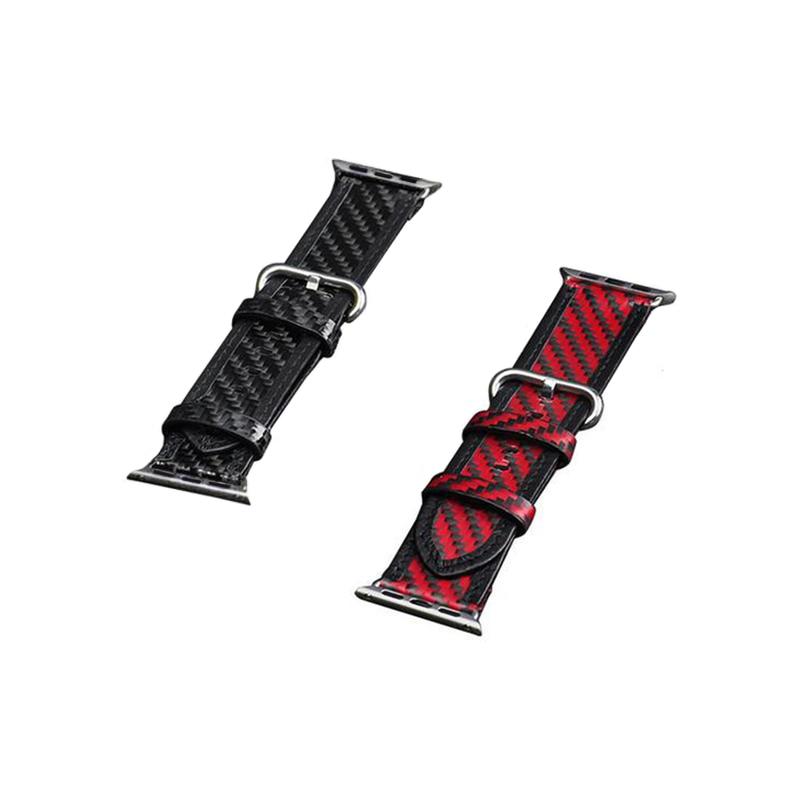 Red & Black Carbon Fiber Apple Watch Band Pur Carbon