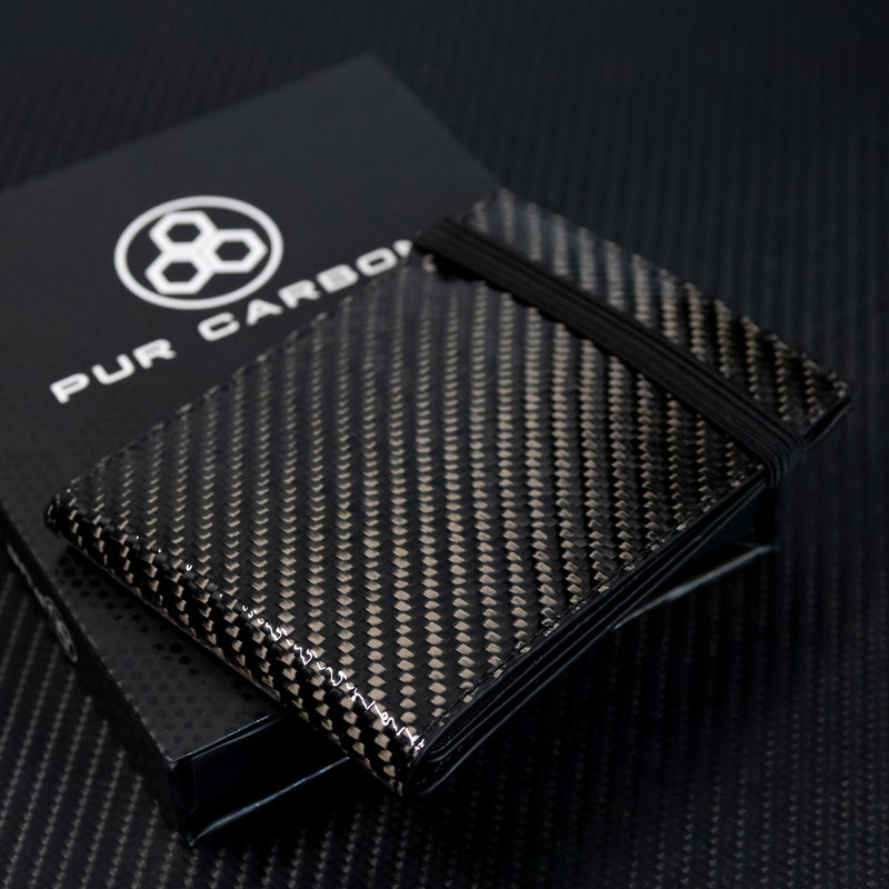 Real carbon fiber wallet bi fold pur carbon black