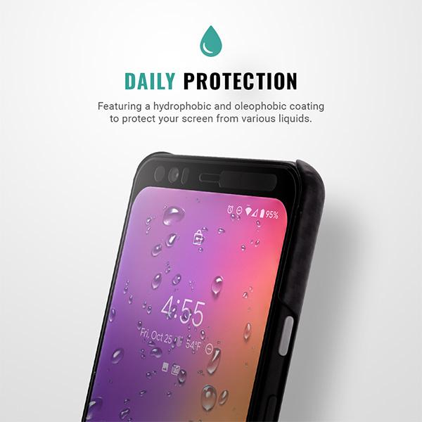oleophobic Samsung Google Pixel 4 XL screen protector hydrophobic anti fingerprint Pur Carbon