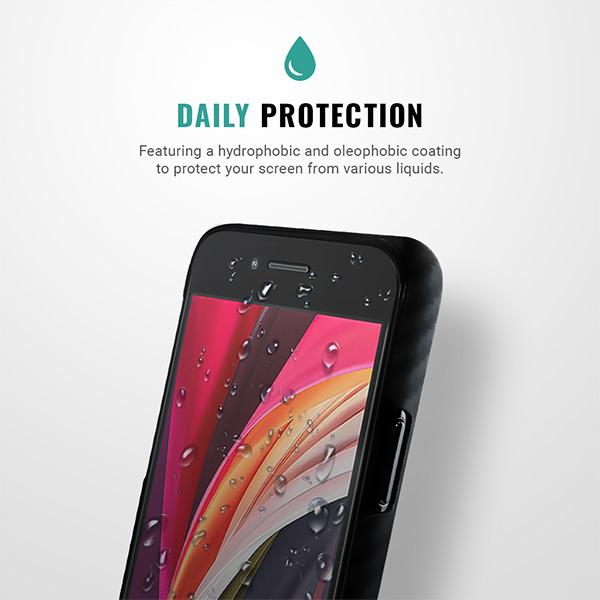 oleophobic iphone SE screen protector hydrophobic anti fingerprint Pur Carbon